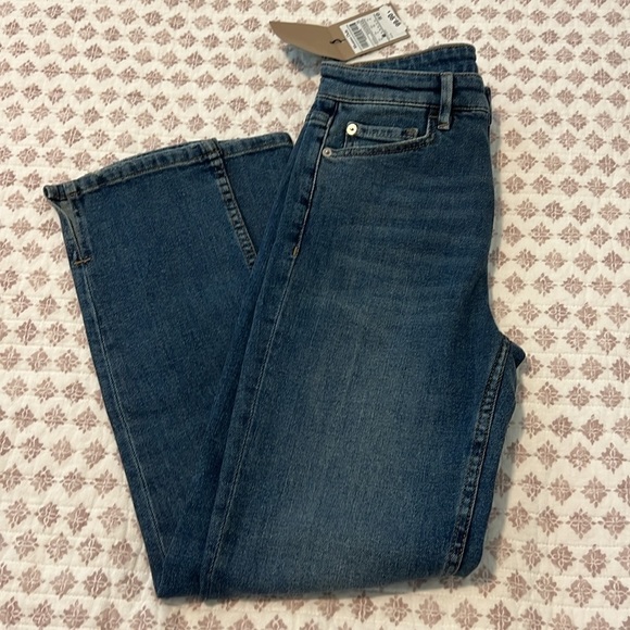 NWT Massimo Dutti High Rise Ankle Cropped Split Hem Medium Wash Jeans Size 2 - Picture 7 of 12